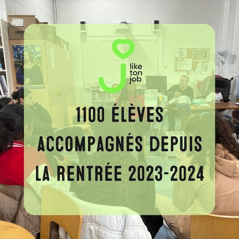 Nous sommes fiers de vous annoncer l’accompagnement de 1100 élèves par Like ton Job ce premier trimestre 2023-2024. update