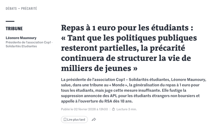 Our article in Le Monde. update